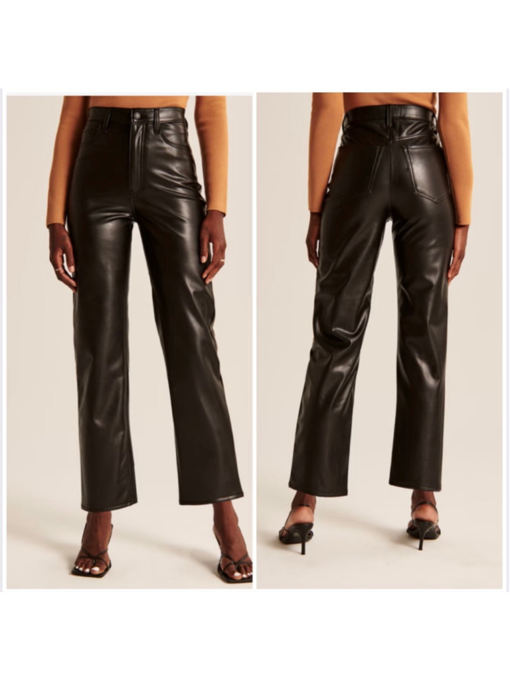 Women's Abercrombie & Fitch Vegan Leather Pants Size 0 Black Ankle Straight